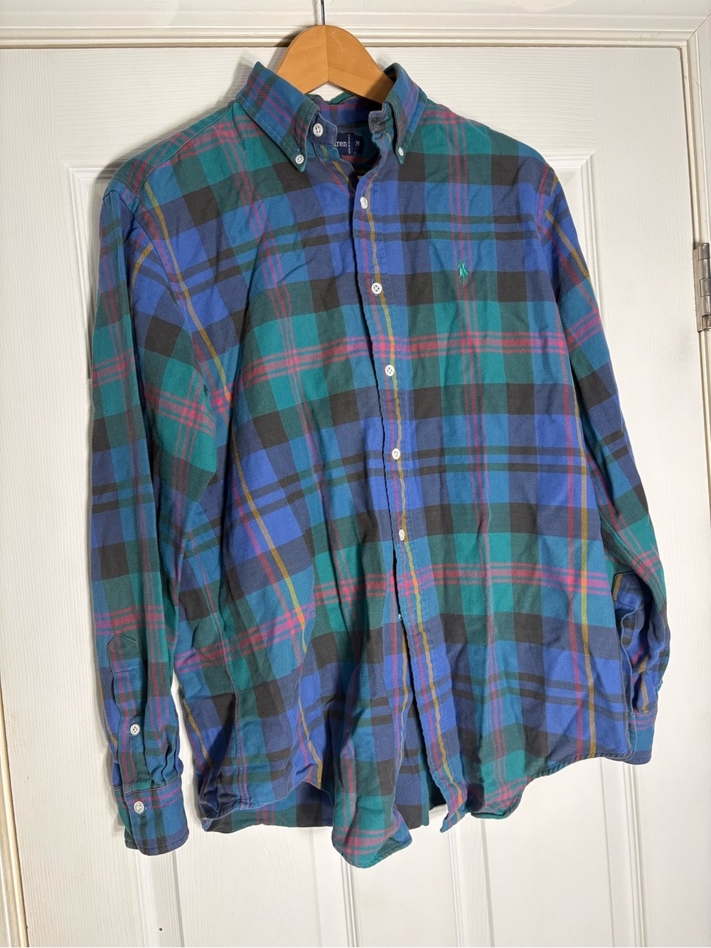 Ralph Lauren Blue & Green Plaid Button-Down Shirt.(READ)